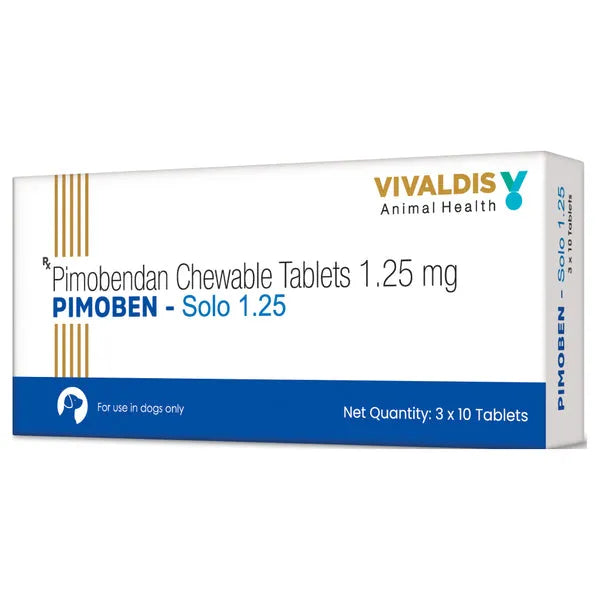 Vivaldis Pimoben Solo ( Pimobendan ) Cardiac Tablets for Dogs - 3 Strip Pack