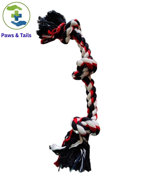 Paws & Tailsâ„¢ 3-Knot Cotton Rope Dog Toy â€“ Chew, Tug & Fetch for Dogs