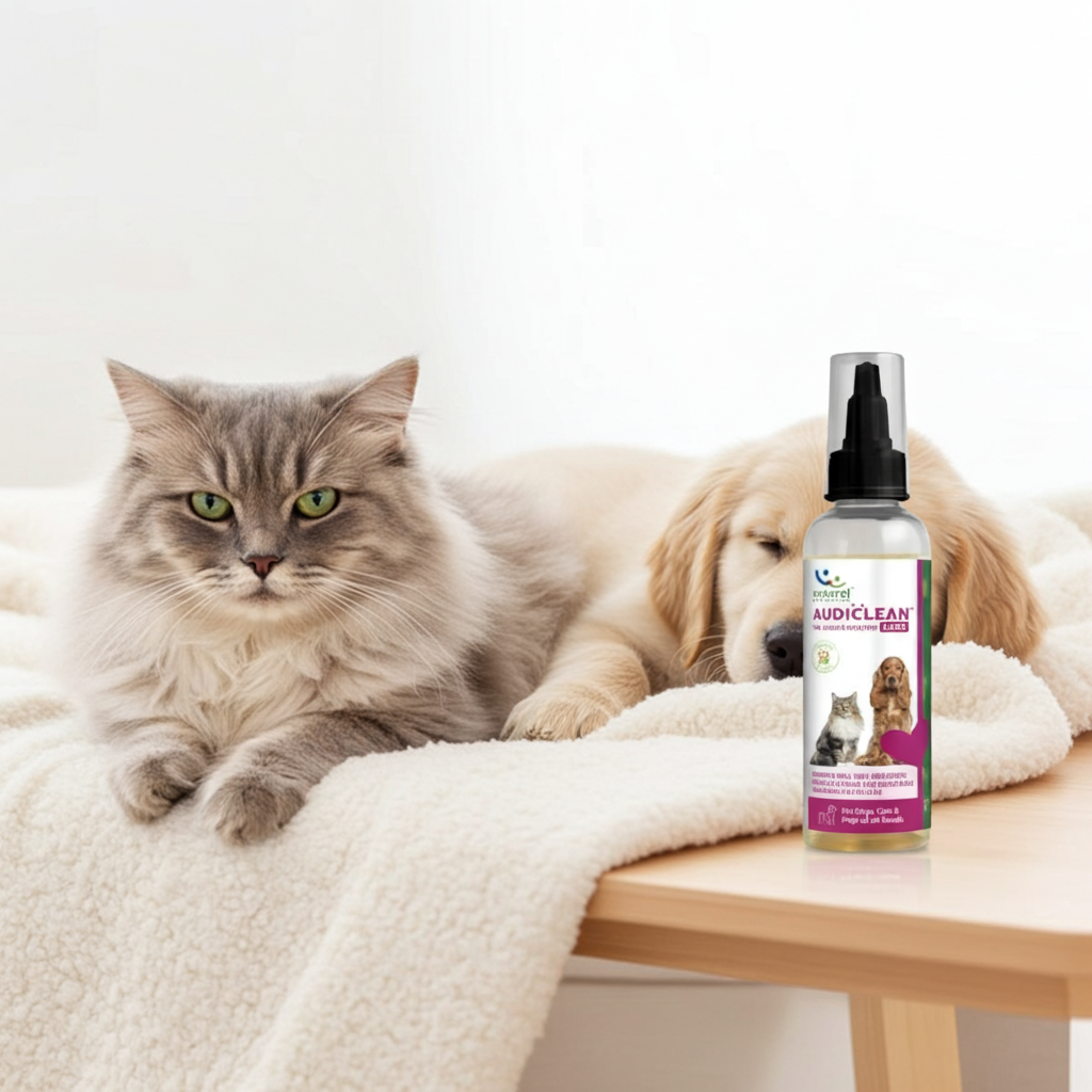 Natural Remedies Audiclean Pet Ear Cleanser â€“ Gentle, Non-Irritating Ear Cleaning Solution for Dogs & Cats
