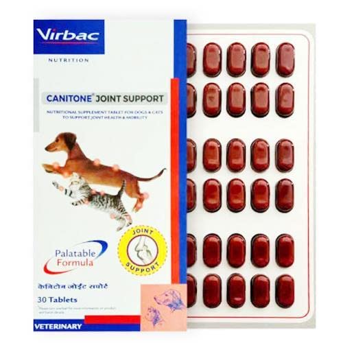 Virbac Canitone Joint Support Tablets for Dogs & Cats â€“ Advanced Joint Health Supplement with Chondroitin & Chitosan | Pack of 30 Tablets