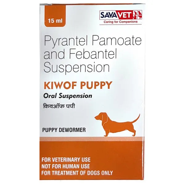 Savavet Kiwof Puppy Deworming Suspension 15ml â€“ Broad Spectrum Worm Treatment for Puppies, Safe & Effective Anthelmintic Syrup