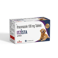 Azista Itzista itraconazole 100 mg chicken-flavoured tablets carton on a white background