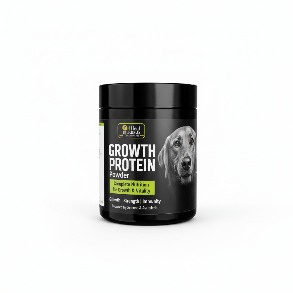 Oriheal Lifesciences Growth Protein Powder 300gm jar for dogs, complete nutrition for growth and vitality