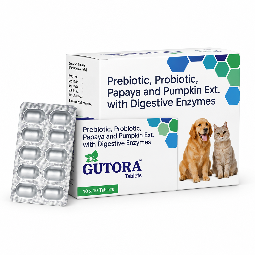Gutora probiotic and digestive enzyme tablets for dogs and cats