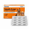 Orange and white Ecora Small-Zyme carton and tablet blister on white background