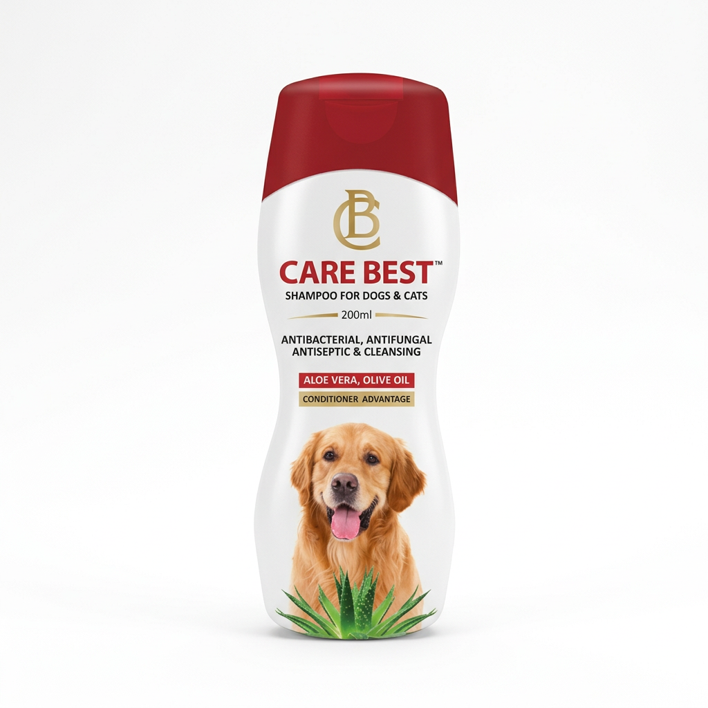 Skyec Carebest shampoo for dogs and cats, single 200 ml bottle on a white background