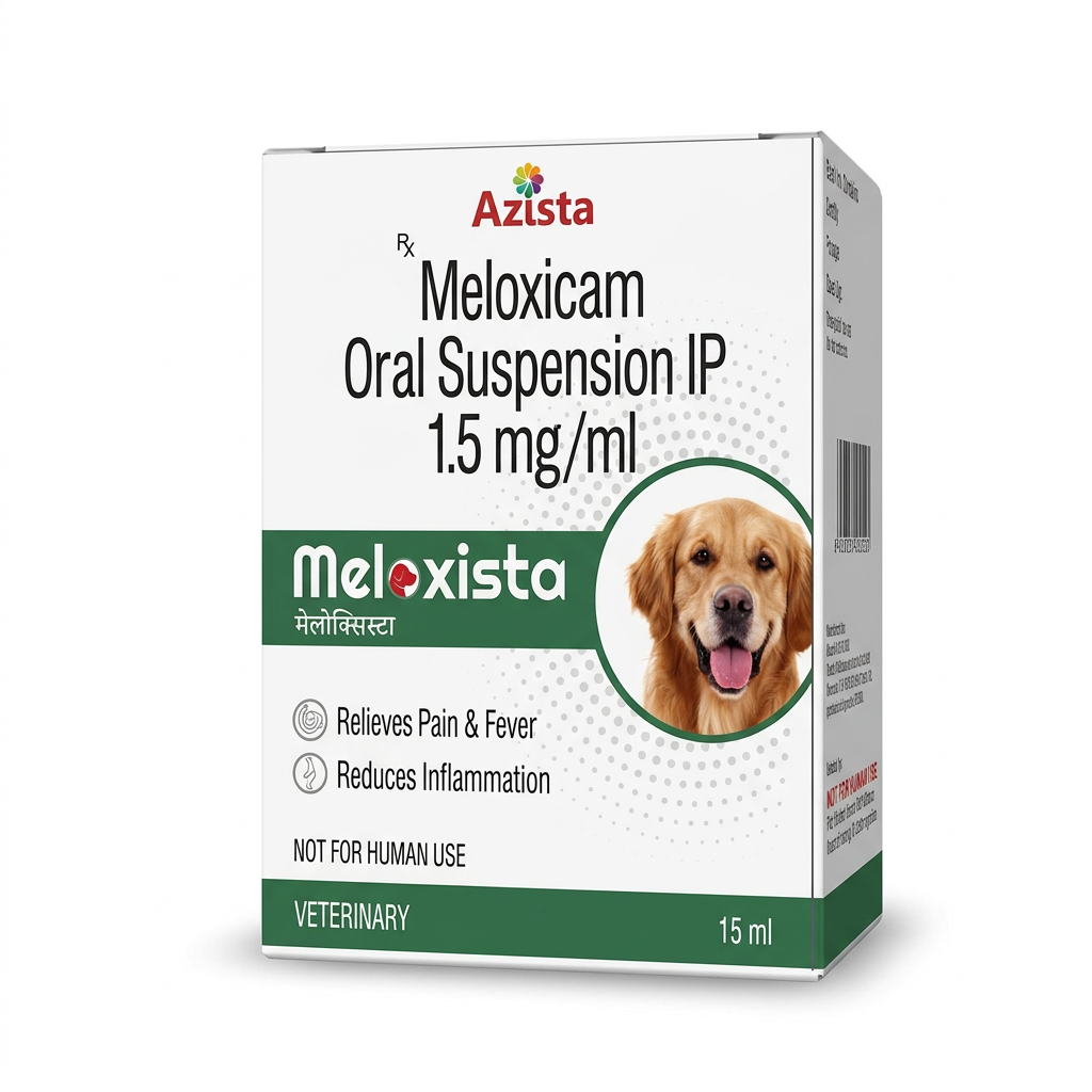 Azista Meloxista meloxicam oral suspension IP 1.5 mg/ml, 15 ml carton