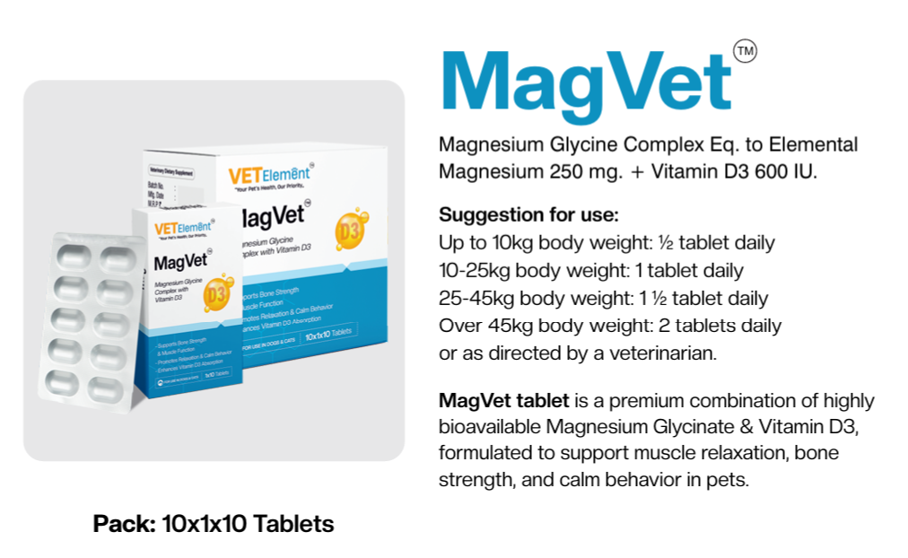 VETElement MagVet tablets with magnesium and Vitamin D3 product information