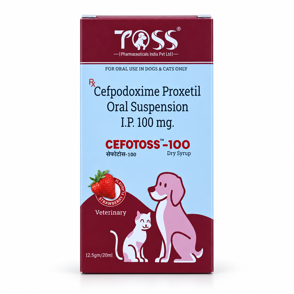 Toss Cefotoss-100 veterinary dry syrup carton