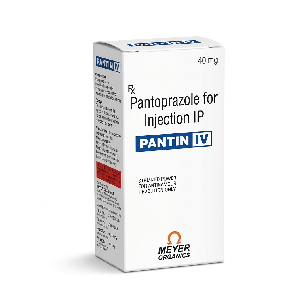 Pantin IV pantoprazole for injection IP 40 mg carton on a white background