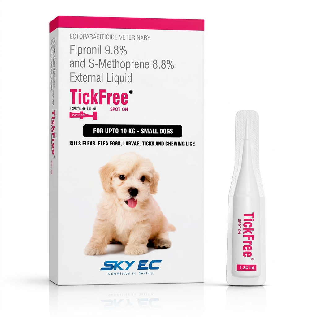 Skyec Tickfree spot-on carton and pipette for small dogs up to 10 kg