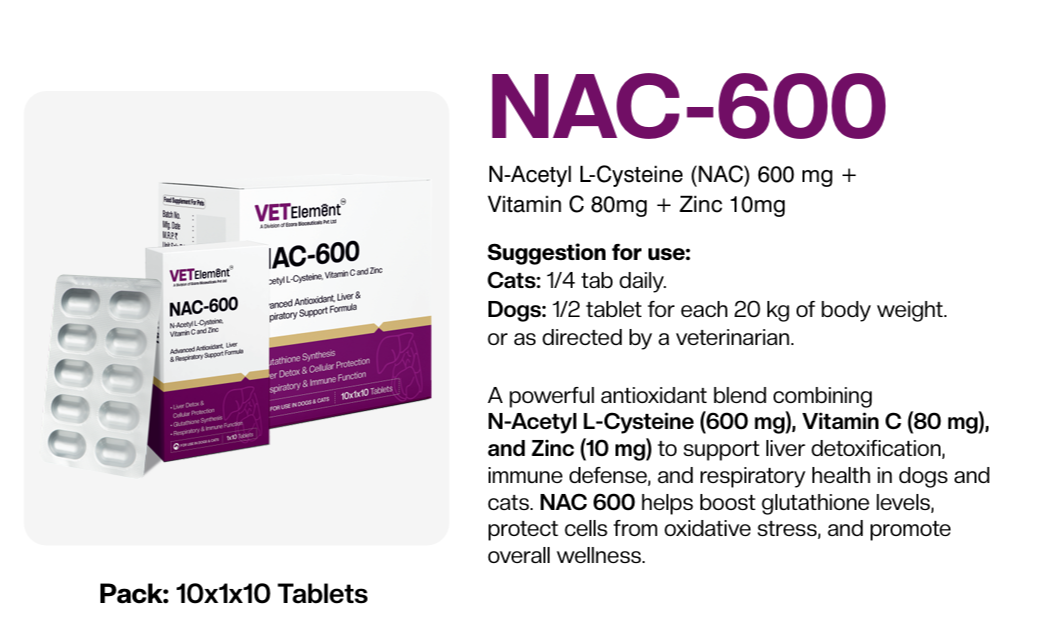 NAC-600 composition and veterinary-use information