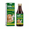 SAMe-Liv syrup 100 ml bottle and green carton on a white background